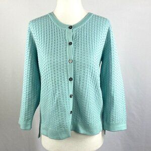 Sundance Blue Cardigan Sweater Textured Button Front Size Medium